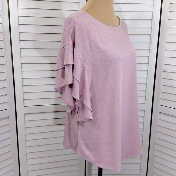 Chico's Top Size 1 (8) Flutter Sleeve Lightweight Flowy NWOT - Picture 6 of 11
